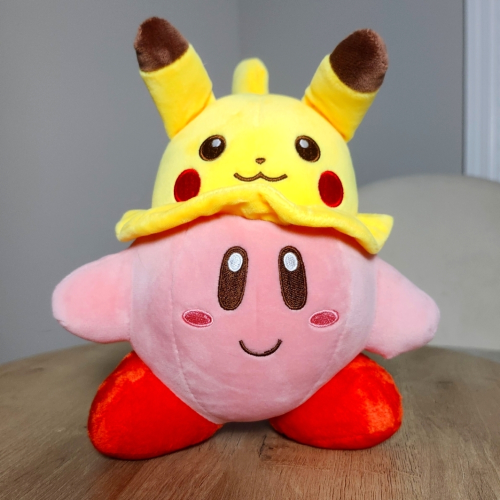 Limited Edition Kirby Plush With Pikachu Hat, 9 Inches